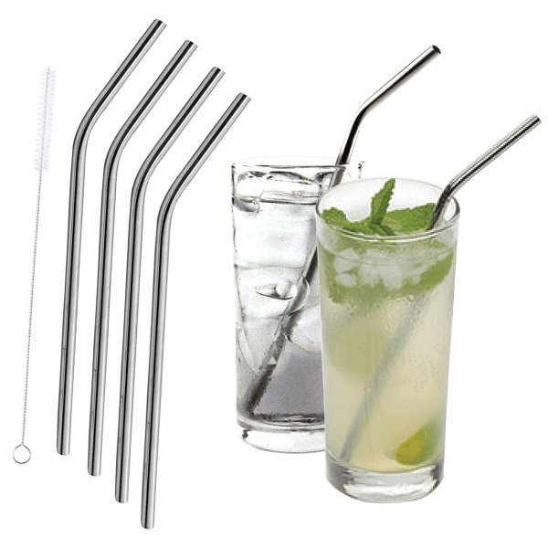 Morningsave 4 Pack Stainless Steel Reusable Drinking Straws