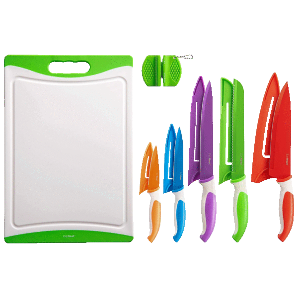 EatNeat 12-Piece Knife Sets with Cutting Board and Knife Sharpener