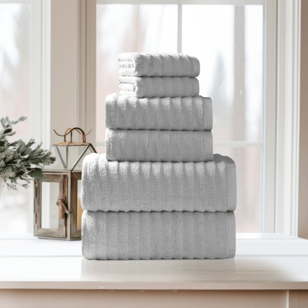 MorningSave: Bibb Home 6-Piece Ribbed Egyptian Cotton Towel Set