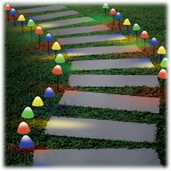 2-Pack: Ideaworks Solar Multicolor Mushroom String Lights