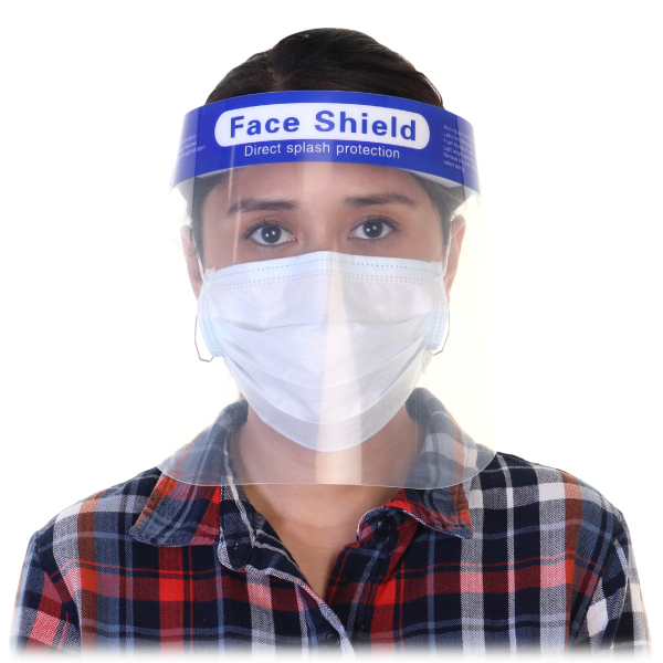 10-Pack: Reusable Face Shields with Foam Forehead Band and Elastic Strap