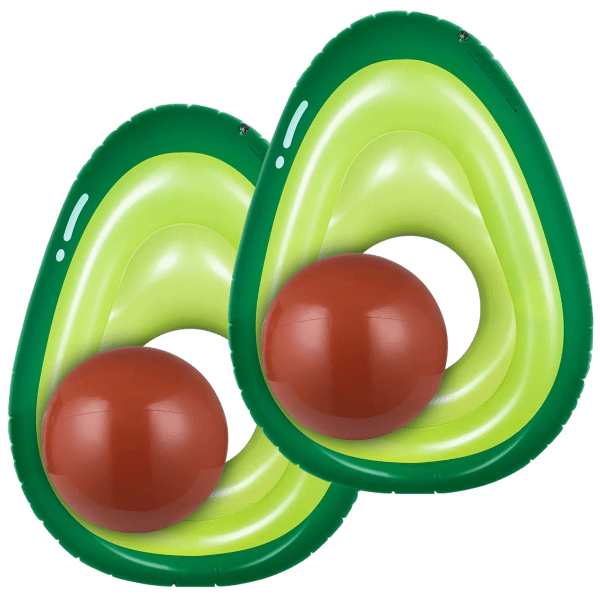 2-Pack: Inflatable 65 x 50" Avocado Pool Floats with Ball