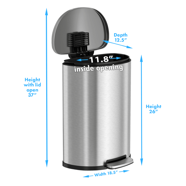 MorningSave iTouchless SoftStep™ 50 Liter Stainless Steel Step Trash Can