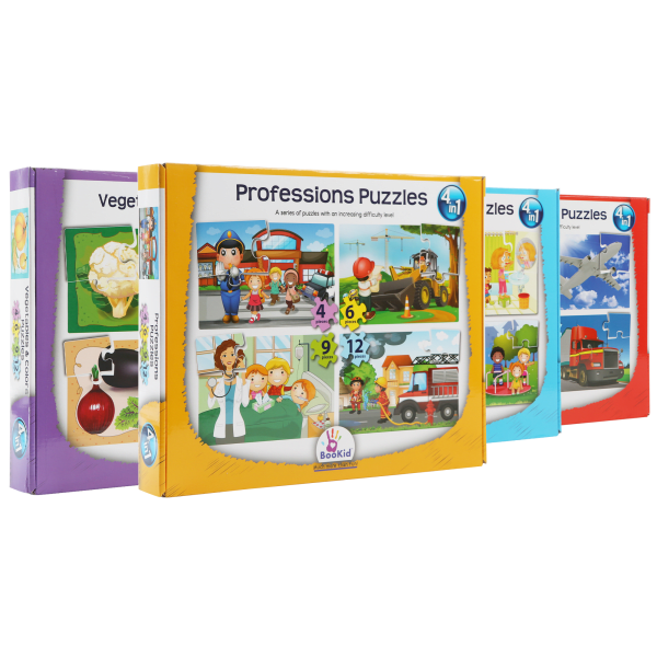 4-Pack: 4-in-1 BooKid Puzzles (Ages 3+)