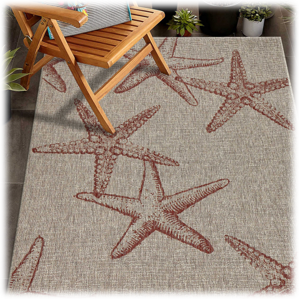 MorningSave: LR Resources 5'x7 and 3'x5' Starfish Indoor/Outdoor Rug