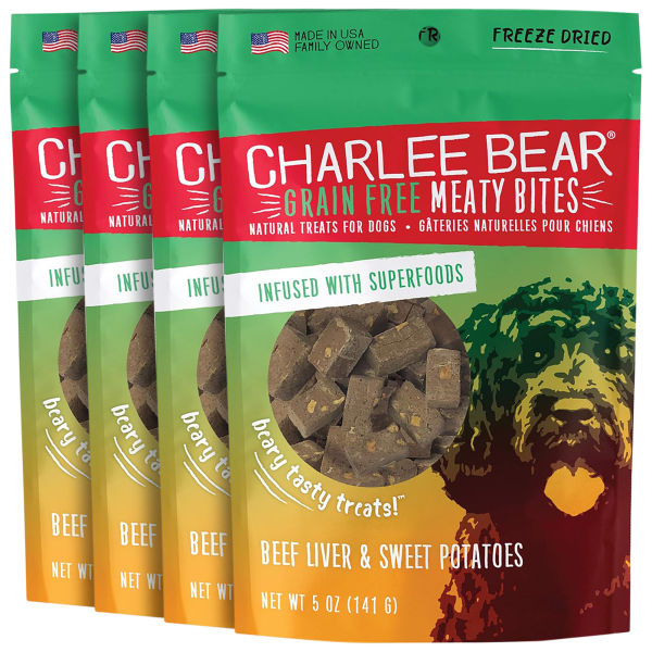 4-Pack: Charlee Bear Meaty Bites Freeze Dried Beef & Sweet Potato Dog Treats