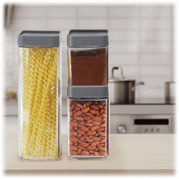 Meh Farberware Set of 3 Glass Canisters with Airtight Lids