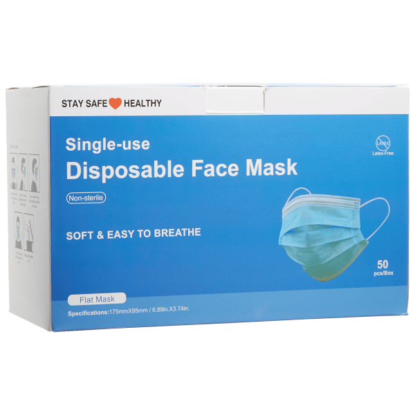 MorningSave: 50-Pack: Individually Wrapped Disposable 3-Ply Face Masks