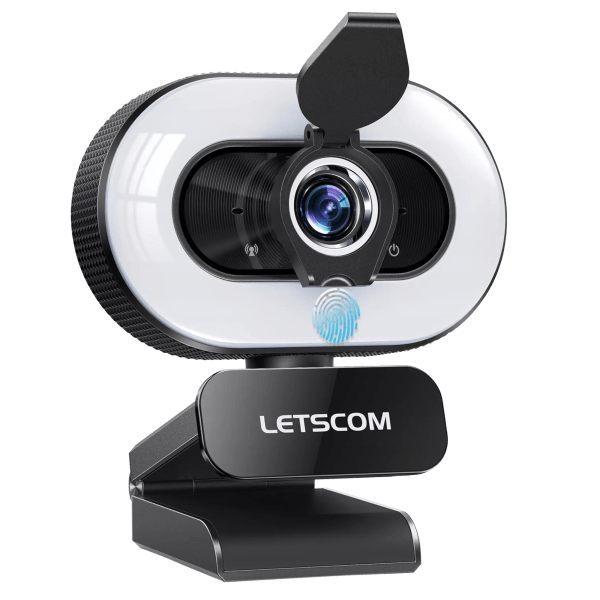Letscom 1080p Webcam with 3 Levels of Light and Privacy Cover