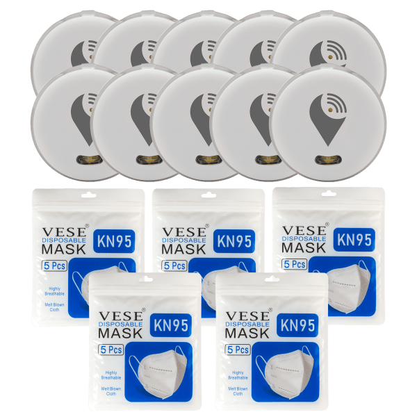 10-Pack of White TrackR Pixels and 25-Pack of KN95 Masks