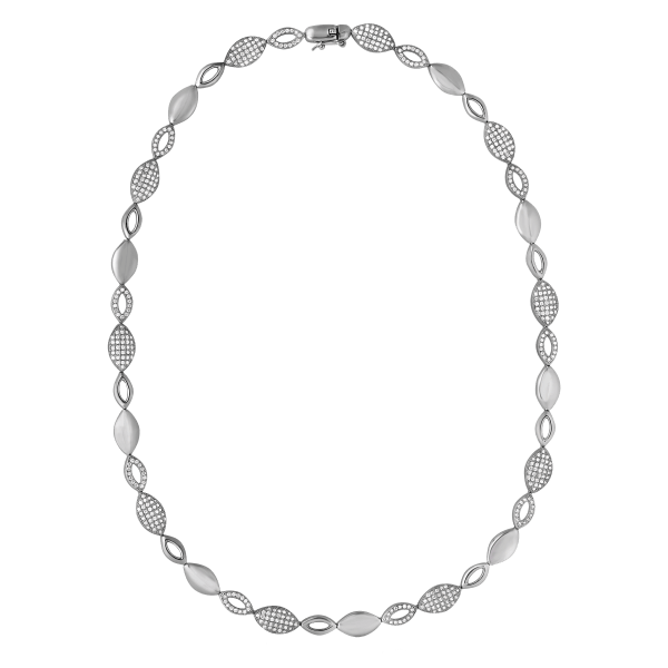 Marquis Shaped Rhodium Plated Necklace