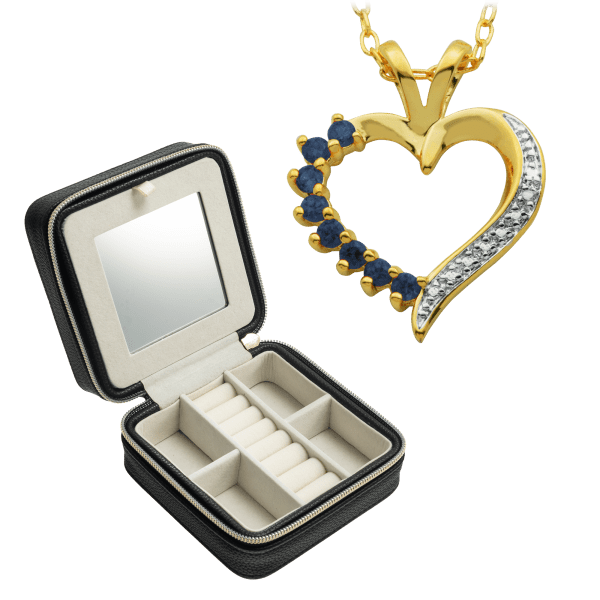 PAJ Sapphire Pendant with Diamond Accents with or without Jewelry Box
