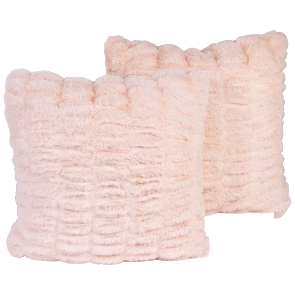 2-Pack: August & Leo Luxe Ruched Faux Fur 20" X 20" Pillows in Blush