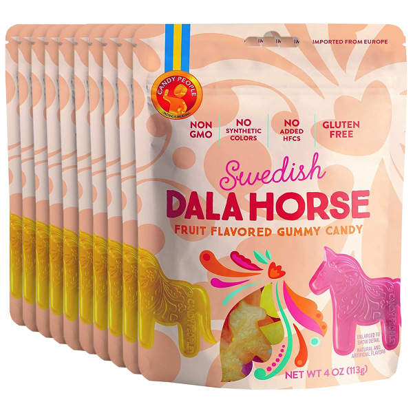 10-Pack: Candy People Swedish Dala Horse Gummies (4 oz, 2.5lb total)