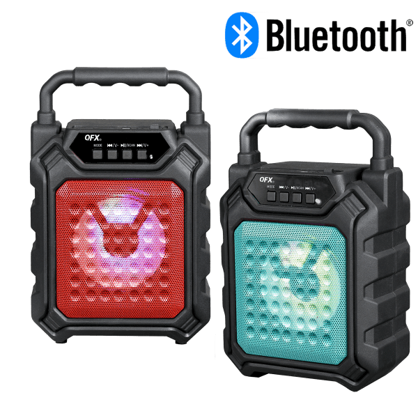 QFX Bluetooth Party Speaker with FM Radio & Lights