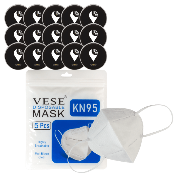 15-Pack of Black TrackR Pixels and 5-Pack of KN95 Masks