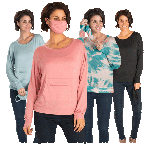 Adyson Parker Solid Kangaroo Pocket Pullover with Mask