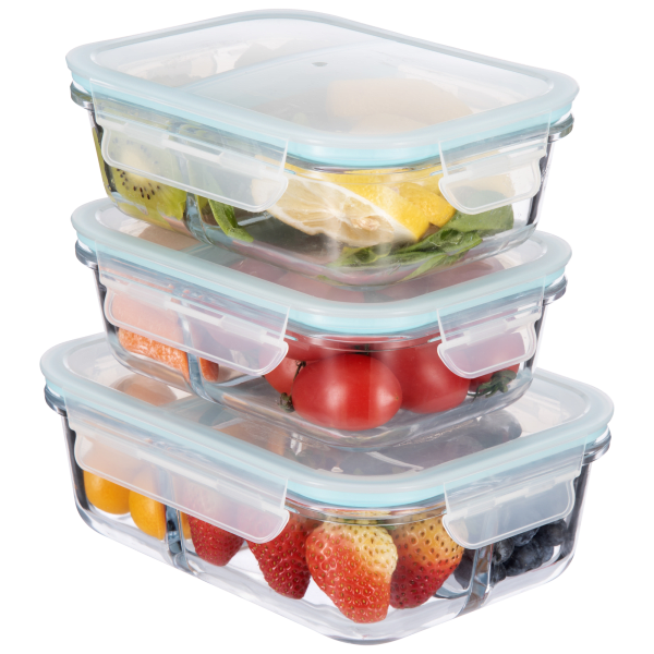 Masions 6-Piece Borosilicate Glass Divided Containers