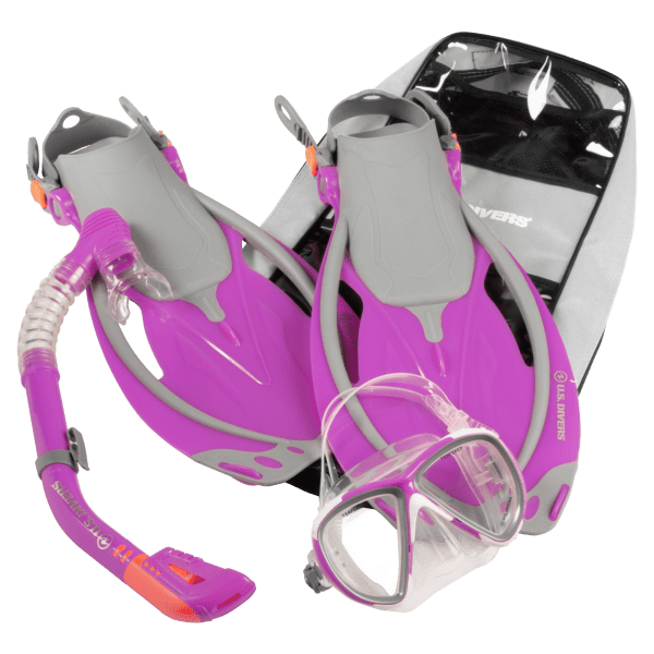 US Divers Belize Ladies' Snorkel Set (Mask, Snorkel, Fins & Bag)