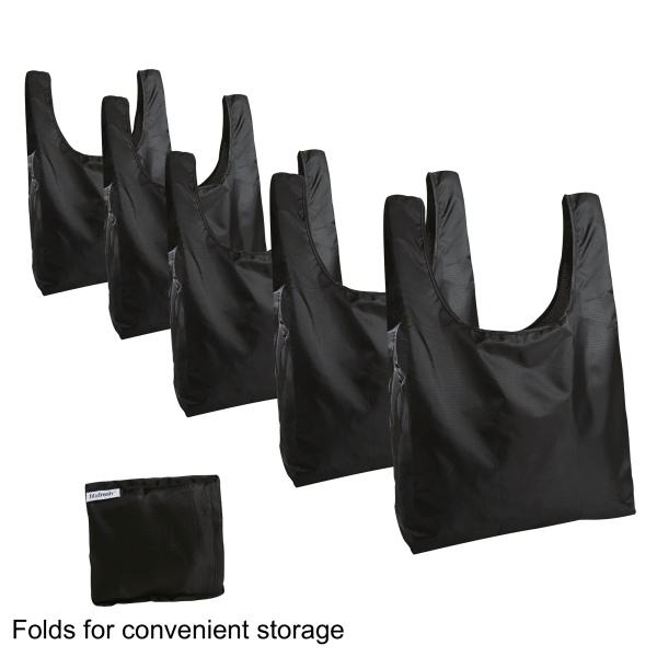 5-Pack: Fit & Fresh Grocery Totes with Pocket and Handles