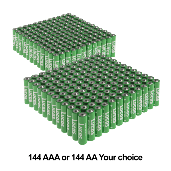 144-Pack: Lucas AA or AAA Alkaline Batteries