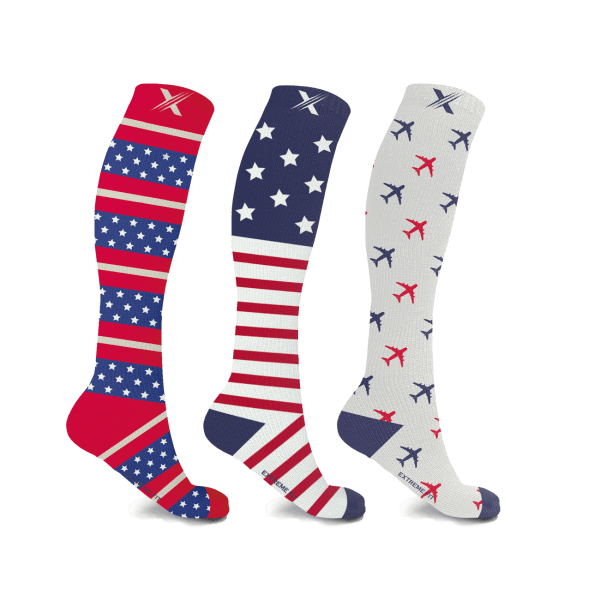 3-Pack: Extreme Fit Patriotic Knee High Compression Socks