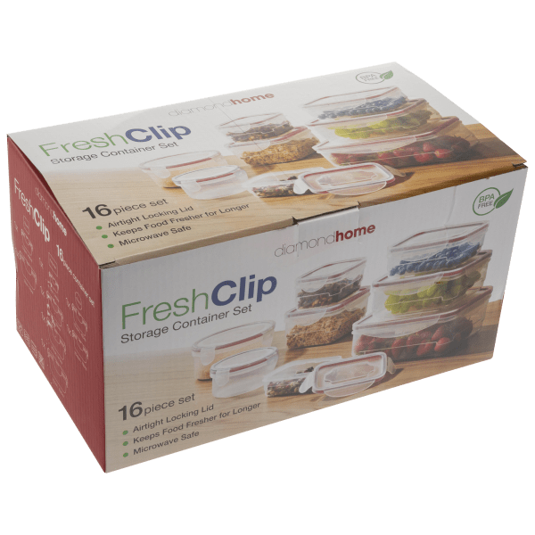 Meh 32Piece FreshClip Food Storage Set with Locking Lids