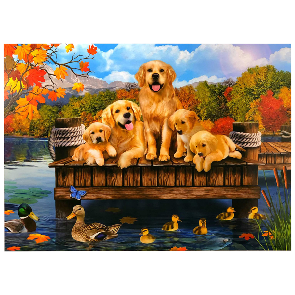 Puppy 1000 Piece Jigsaw Puzzle For Adults – Fall Autumn Rock Stone Art – Dog Lover Puzzle