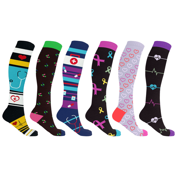 6-Pack: Extreme Fit Medical Compression Socks for Doctors and Nurses