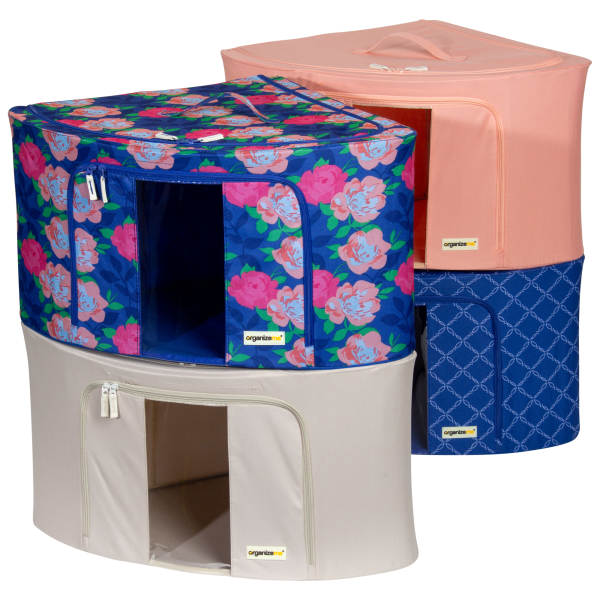 2-Pack: Organizeme Large Corner Collapsible Pop Up Storage Bins