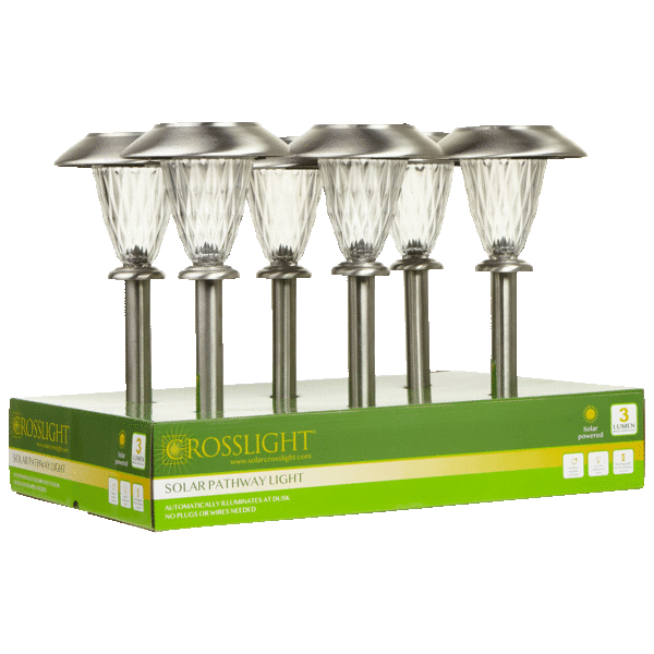 6-Pack: Crosslight Steel Solar Powered LED Pathway Lights