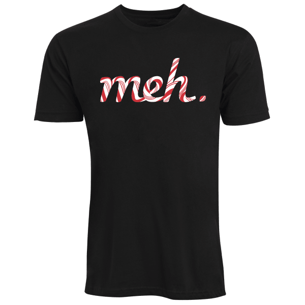 Candy Cane Meh Logo on Black Tee