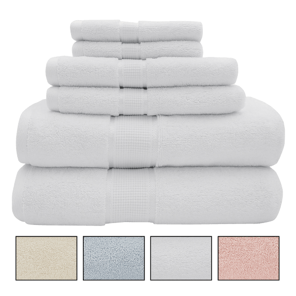 6-Piece Premium Combed Cotton 600 GSM Towel Sets