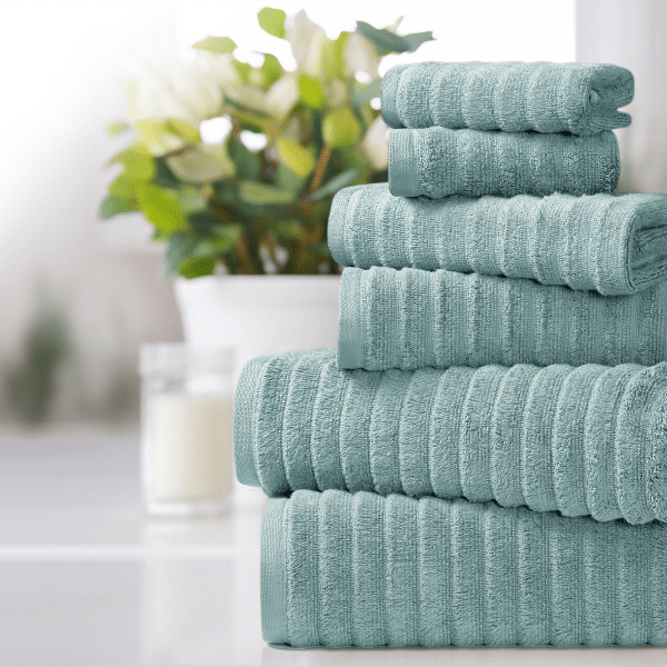 MorningSave: Bibb Home 6-Piece Ribbed Egyptian Cotton Towel Set