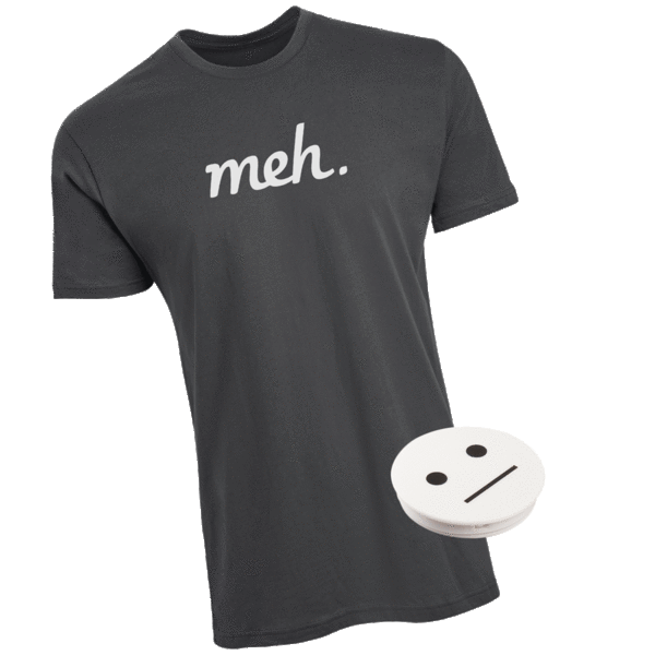 Heavy Metal Meh Logo Shirt and Meh Face Phone Holder