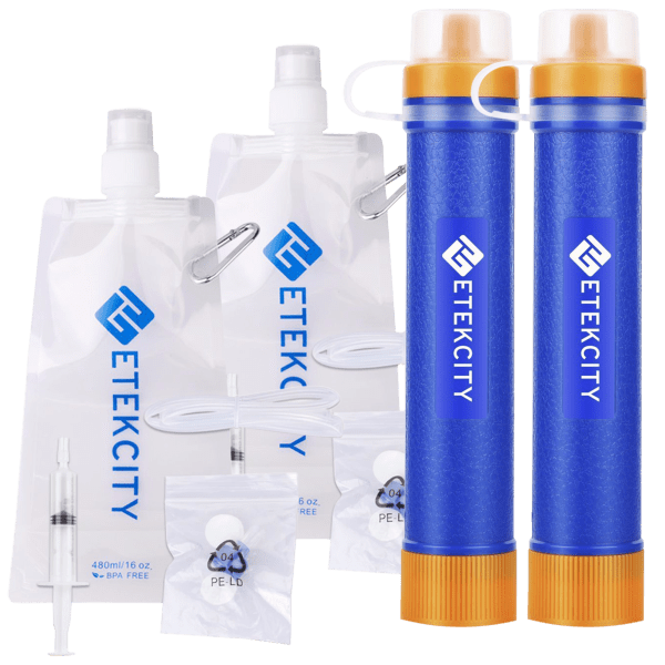2-Pack: Etekcity Water Filter Straw 3-Stage Purification System