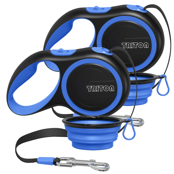 2-Pack: Triton 16-FT Retractable Dog Leash + Collapsible Water Bowl Set