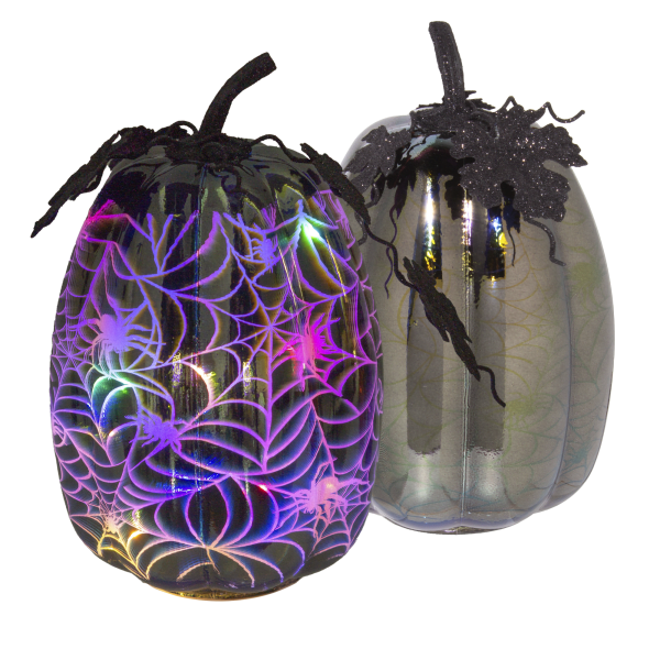 Wind & Weather Halloween LED 10" Battery Powered Glass Pumpkin