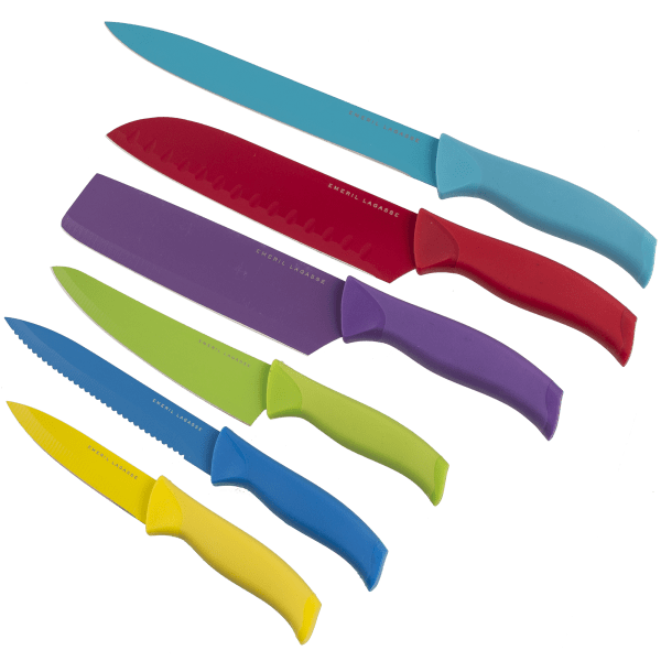 Emeril 6 Piece Non-Stick Colorful Knife Set with Sheathes