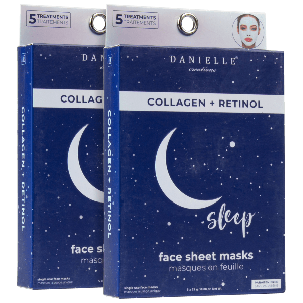 10Pack Danielle Sleep Face Sheet Masks with Collagen & Retinol