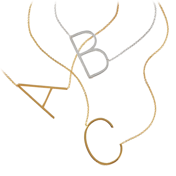 18k Gold Plated XL Initial Necklaces