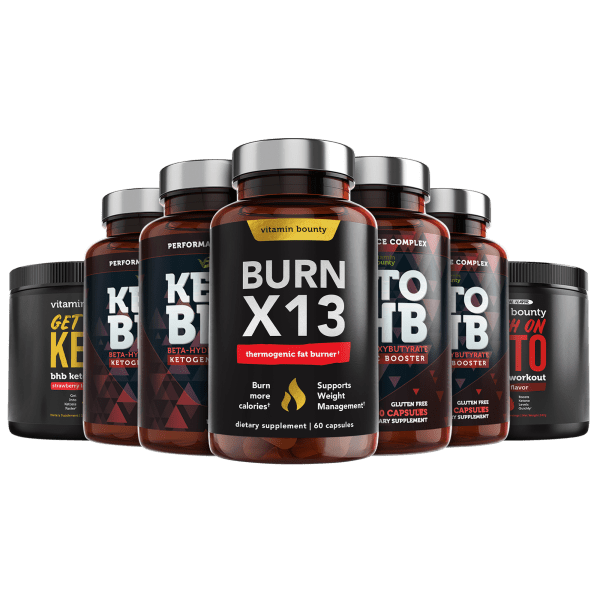 Vitamin Bounty 7-Piece Keto Set: BHB, Pre-Workout, Ketone Drink, & Fat Burner