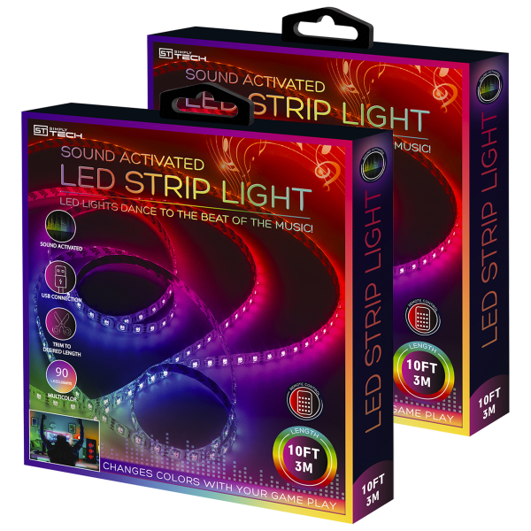 2-Pack: SimplyTech 10ft Sound Activated LED Strip Lights with Remote Control