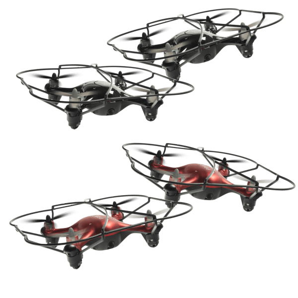 2-Pack of One Click Compact Camera Drones - Red or Black