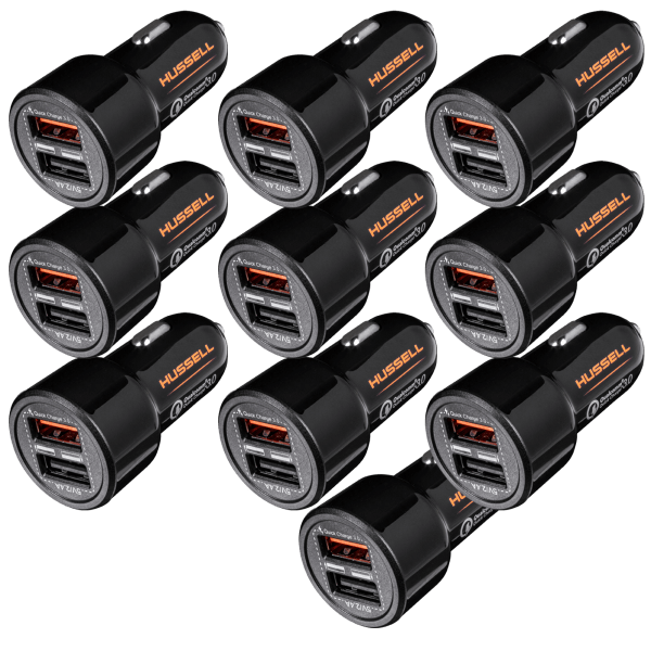 10-Pack: Hussell 30-Watt Dual USB Car Chargers with QuickCharge 3.0