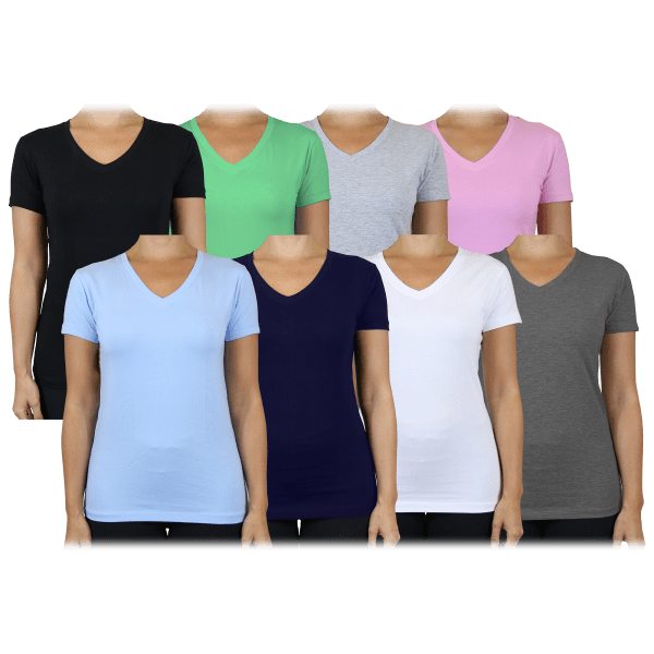 6-Pack: Women's Assorted Short Sleeve V-Neck Tee