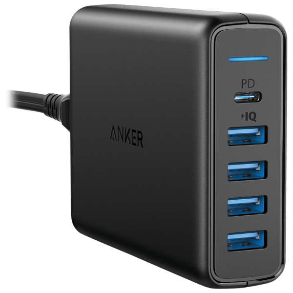 Anker 60-Watt 5-Port Desktop Charger w/ 30W Power Delivery Port & 4 USB-A
