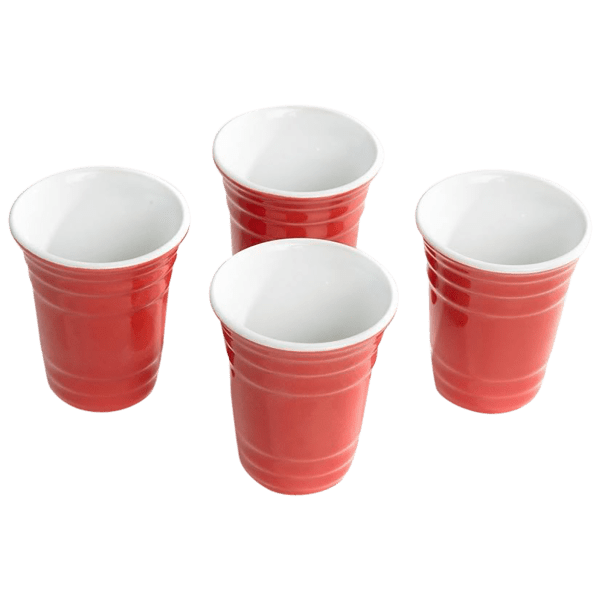 Big Mouth 4-Piece The Red Cup Ceramic Shot Glasses Set