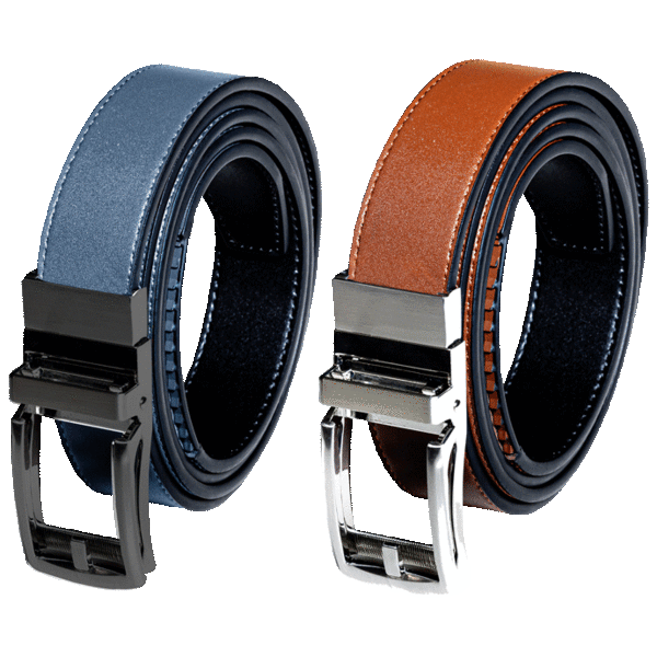 2-Pack: Men's Reversible Leather Adjustable Ratcheting Belts