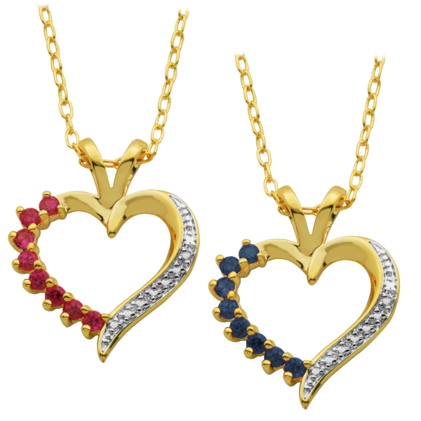 Pick 2: 18K Gold-Plated Ruby & Sapphire Pendants w/ Diamond Accents